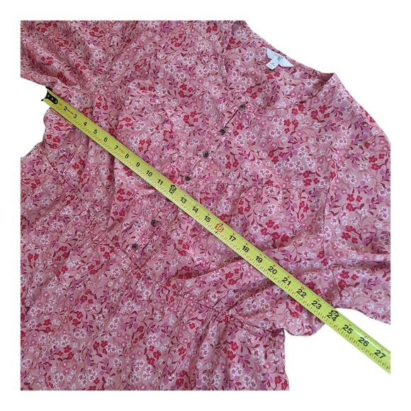 Terra & Sky Button Front Dress 100% Cotton Pockets Magic Garden/Soft Mimosa 2X - Picture 7 of 12